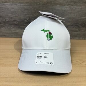 Nike Hat Cap Strap Back White Michigan Golf Golfing Dri Fit Adjustable NWT
